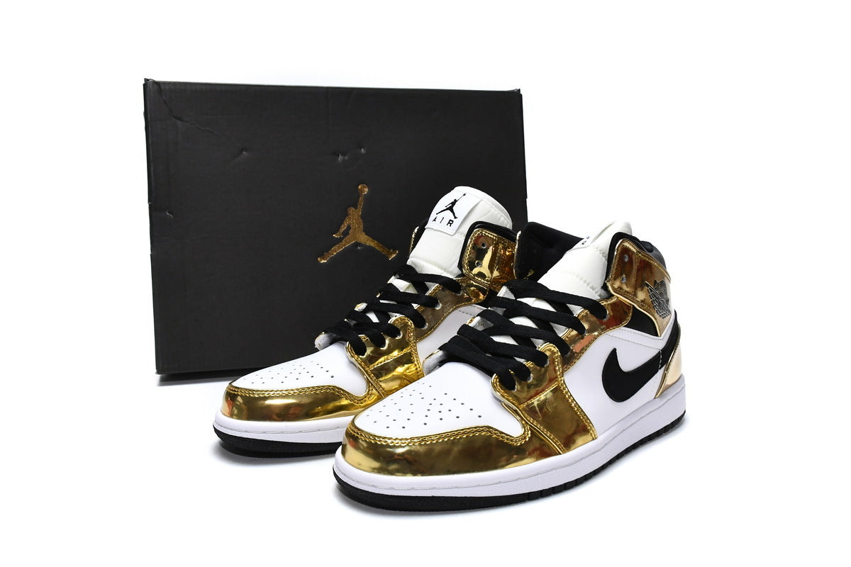 Air Jordan 1 Mid Metallic Gold Black White(GS) DC1420-700
