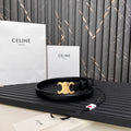 CELINE CL TRIOMPHE 25 MM BELT IN BLACK SOLF CALFSKIN GOLD HARDWARE