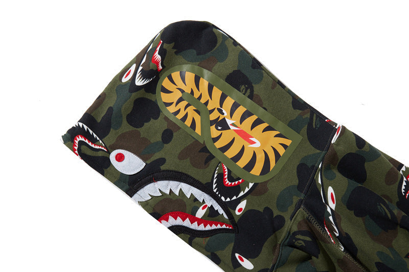 BAPE 1st Camo Shark Zip Hoodie - Green & Yellow