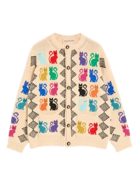 Valentino Garavani Le Chat De La Maison jacquard pattern cardigan