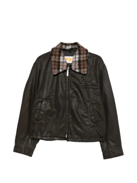 PDF check-collar logo-embossed jacket