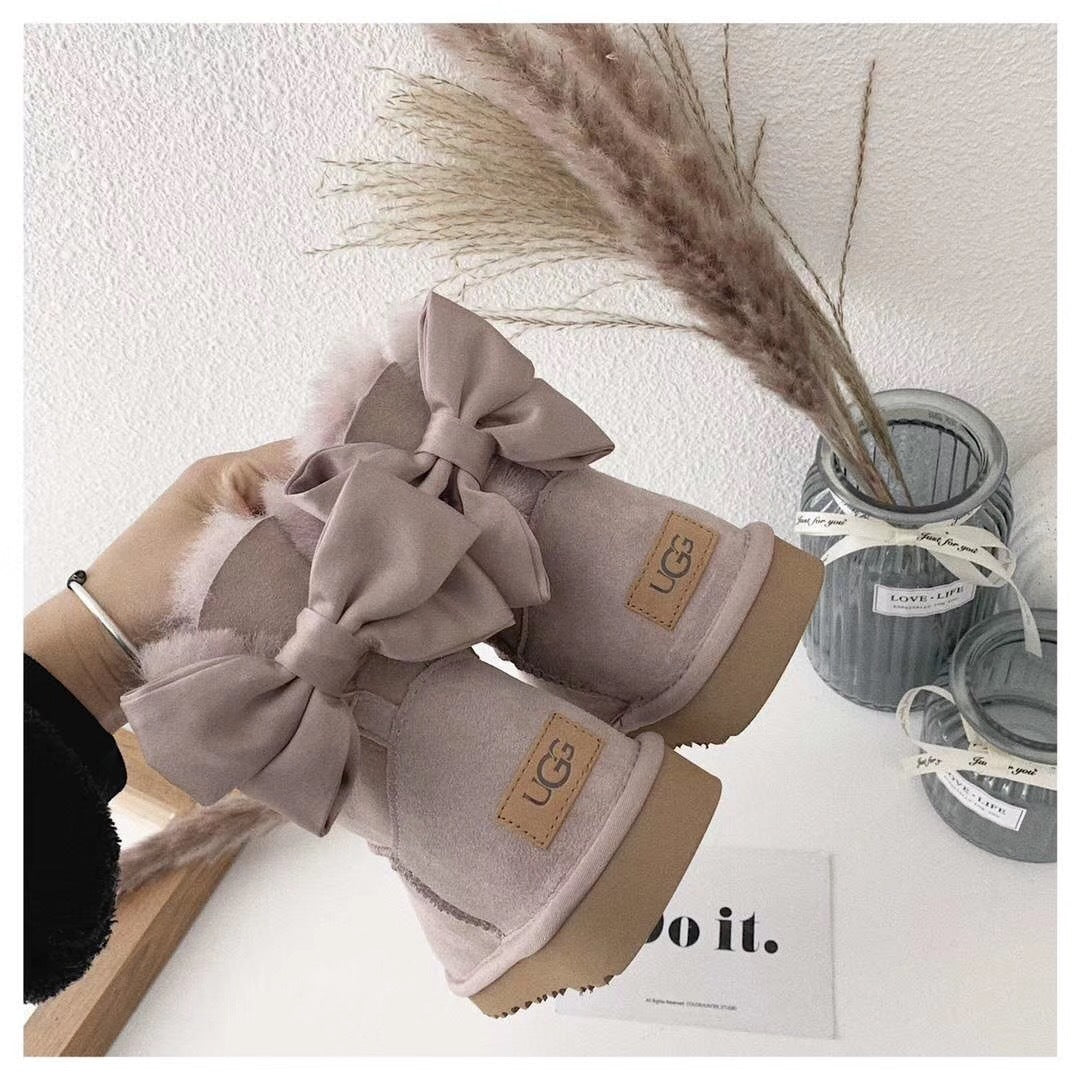 Dusty Pink Elegant Bow Detail Ankle Boots — New Arrival | In Stock