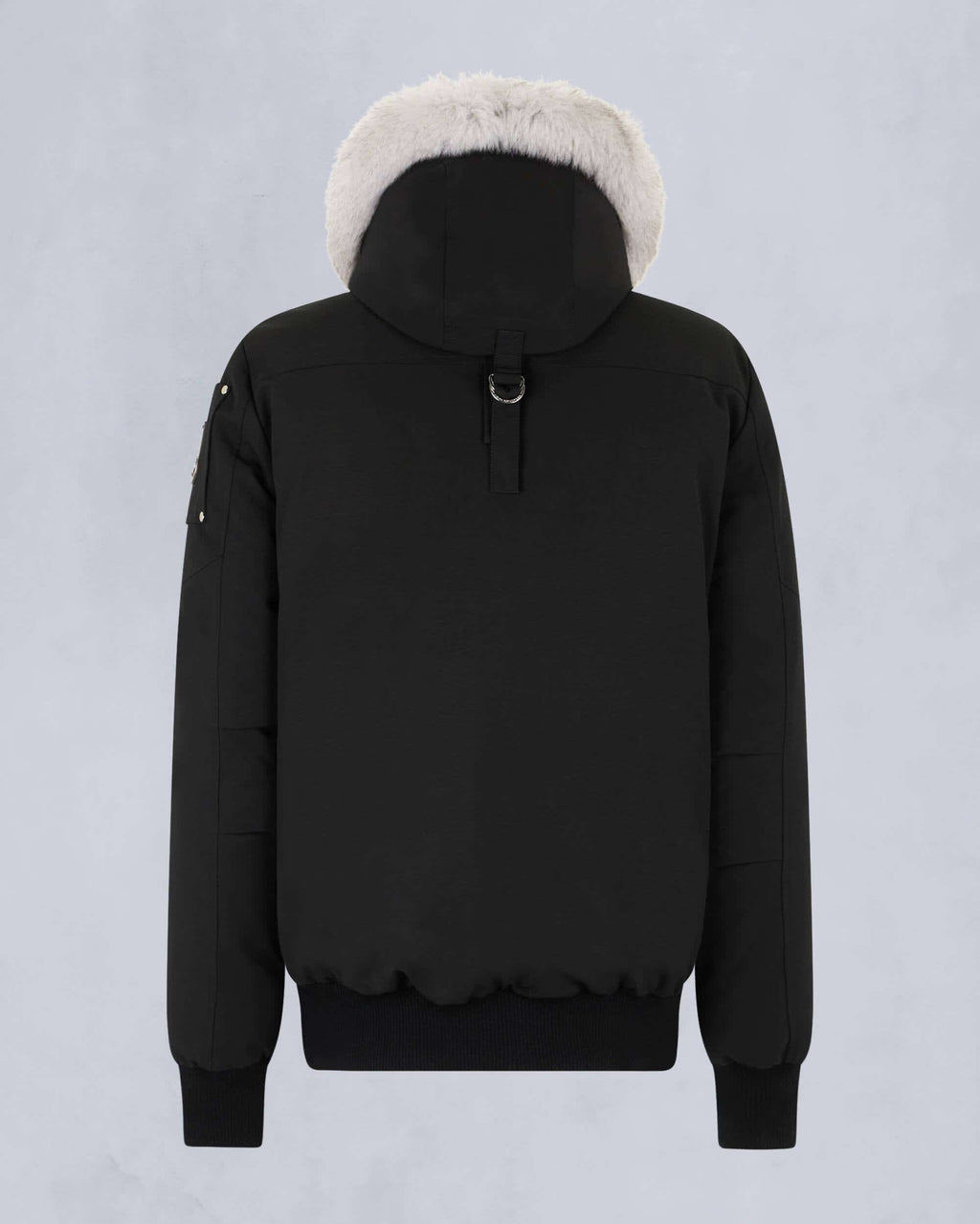 Moose Knuckles Black White Fox Fur Hood Bomber Down Jacket