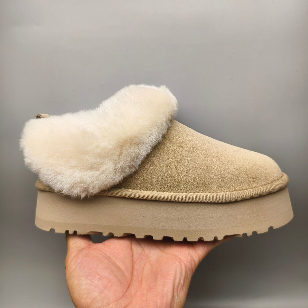 Sand Chunky Sole Suede Slip-On Loafers — New Arrival | In Stock