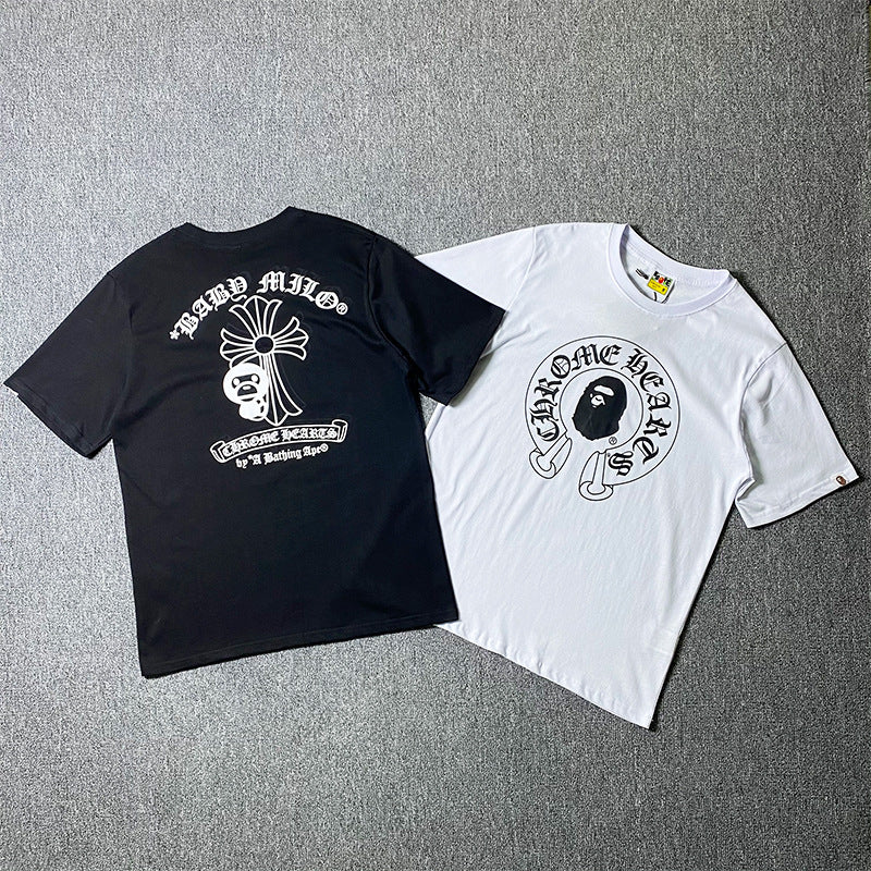 Bape Chrome Hearts Baby Milo Cross Horseshoe Oversized Tee Multi‑Style