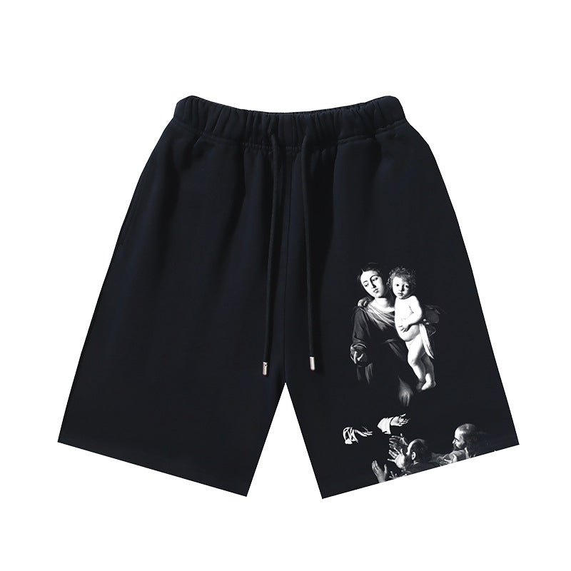 Off-White Virgin Mary Graphic Relaxed-Fit Casual Shorts Unisex