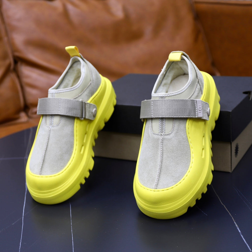 UGG Gray Neon-Yellow Strap Platform Shoes