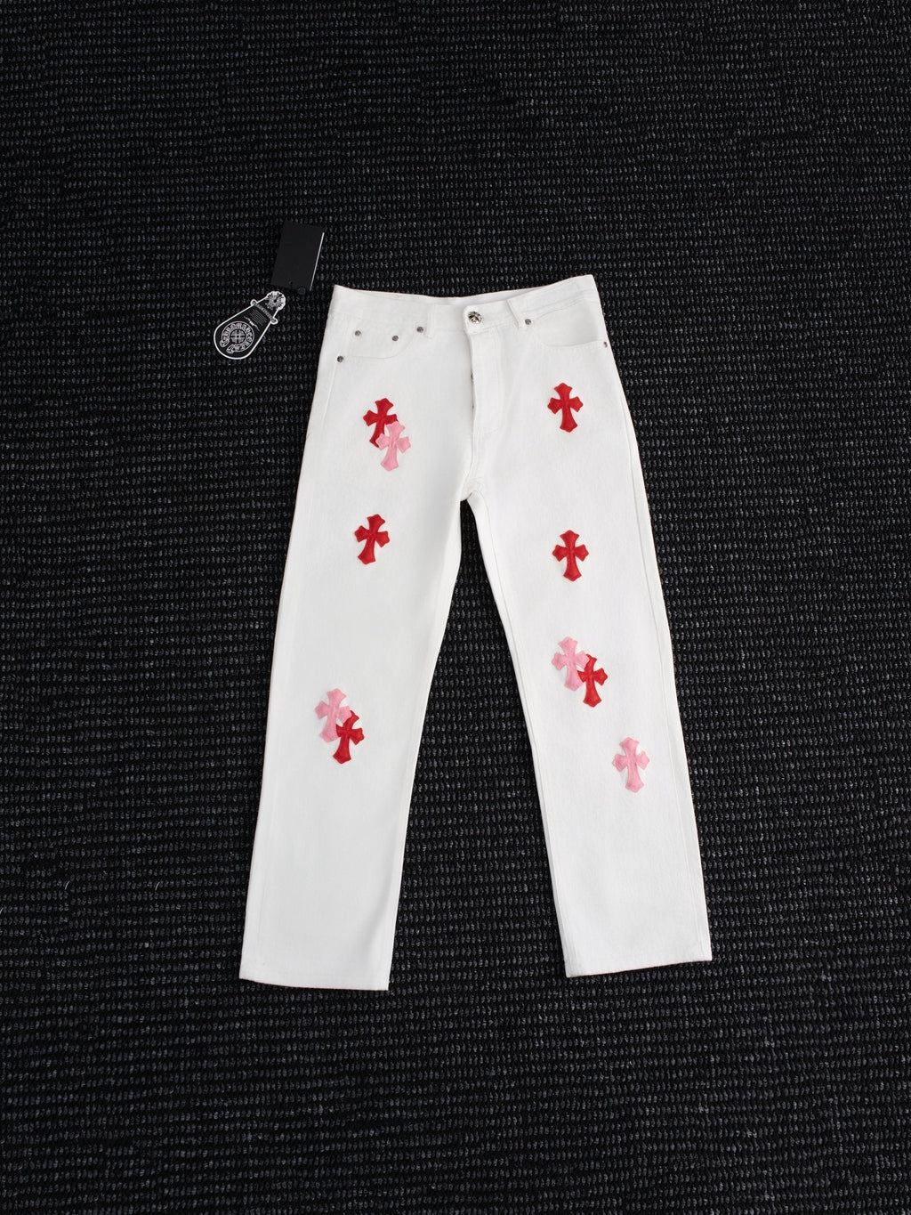 Chrome Hearts White Cross Patch Jeans