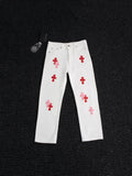 Chrome Hearts White Cross Patch Jeans
