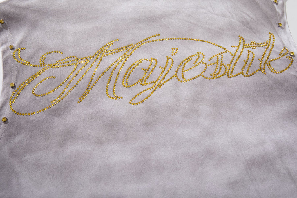 MAJESTIK Studded Washed Graphic Sleeveless T-Shirt