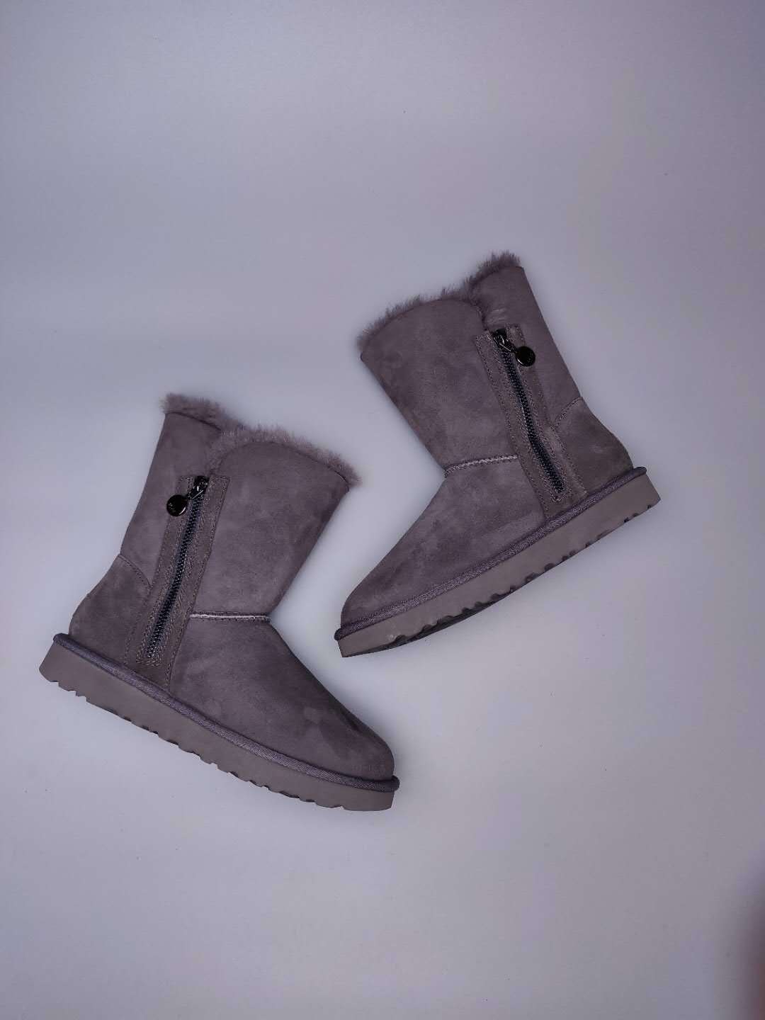 Grey Side Zip Mid-Calf Boots — New Arrival | In Stock