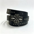 Chrome Hearts Knight Sword Cross Studded Leather Belt Punk Waist Belt