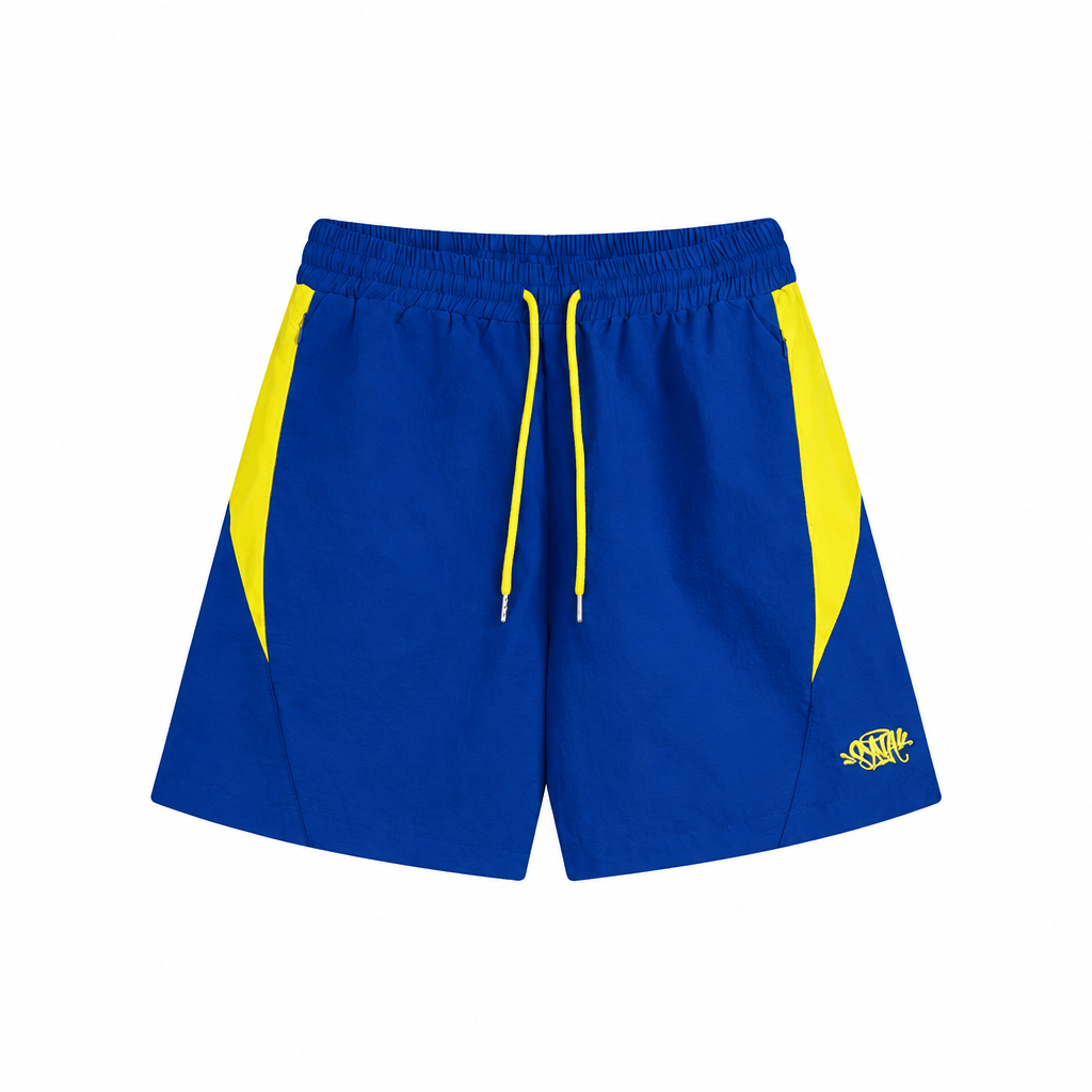 Syna world Blue Yellow Color Block Nylon Sport Shorts