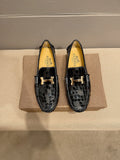 Hermès Black Textured Loafers