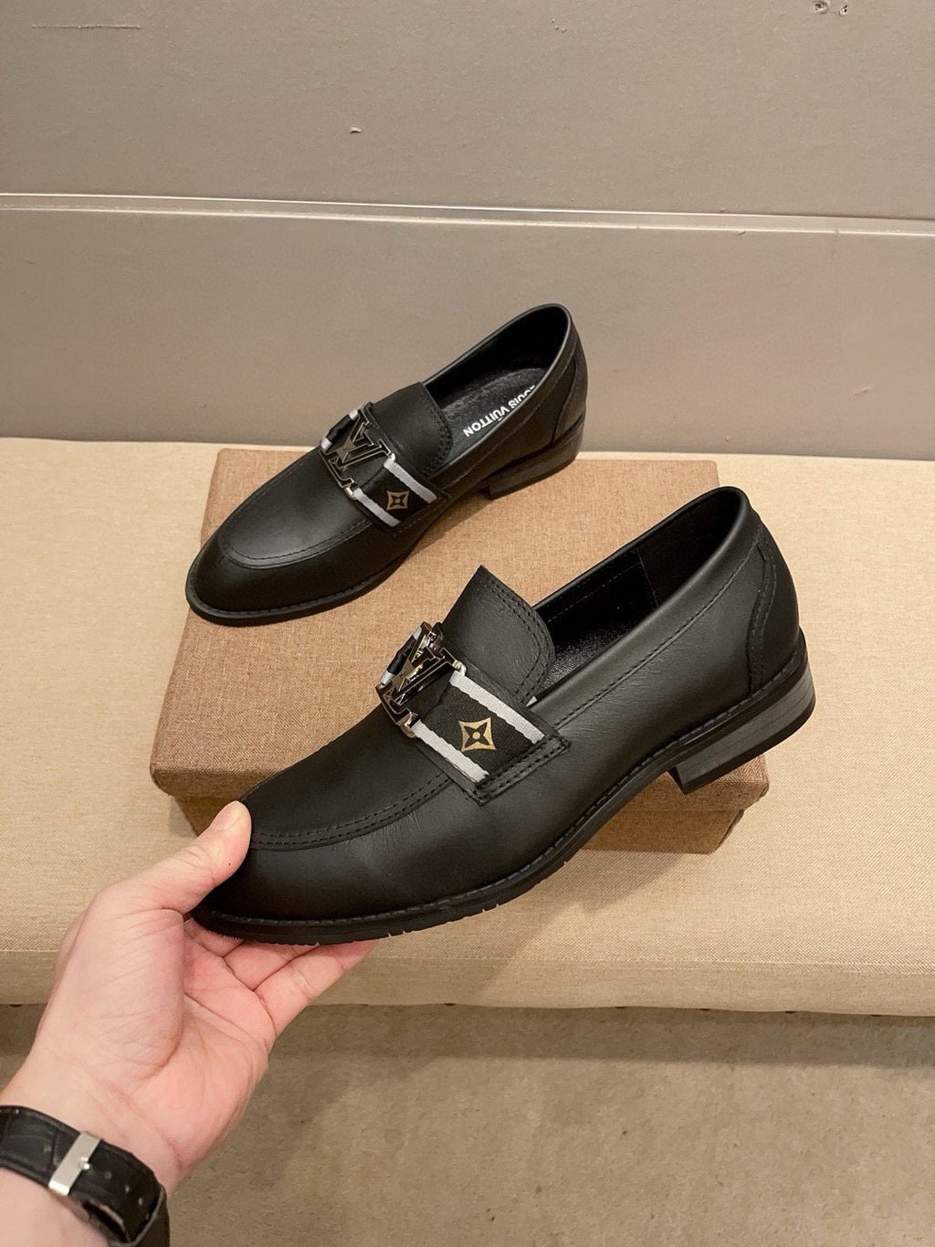 Louis Vuitton Men's Black Buckle Loafers