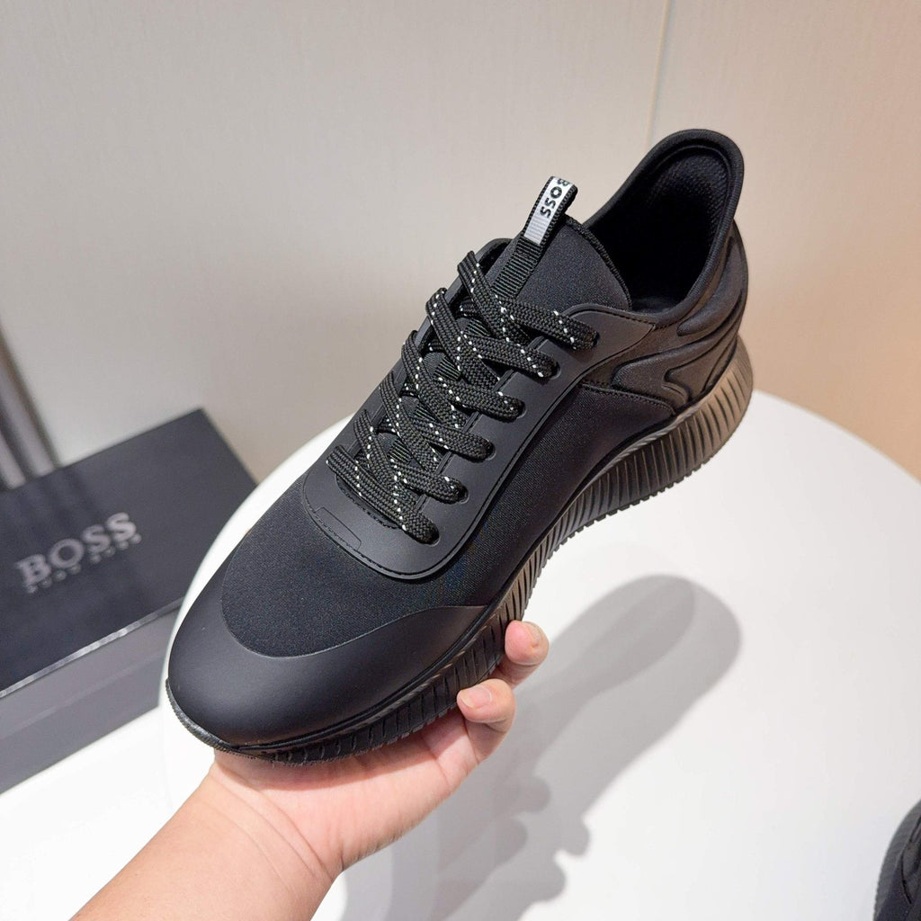 BOSS Black Knit-Look Low-Top Sneakers