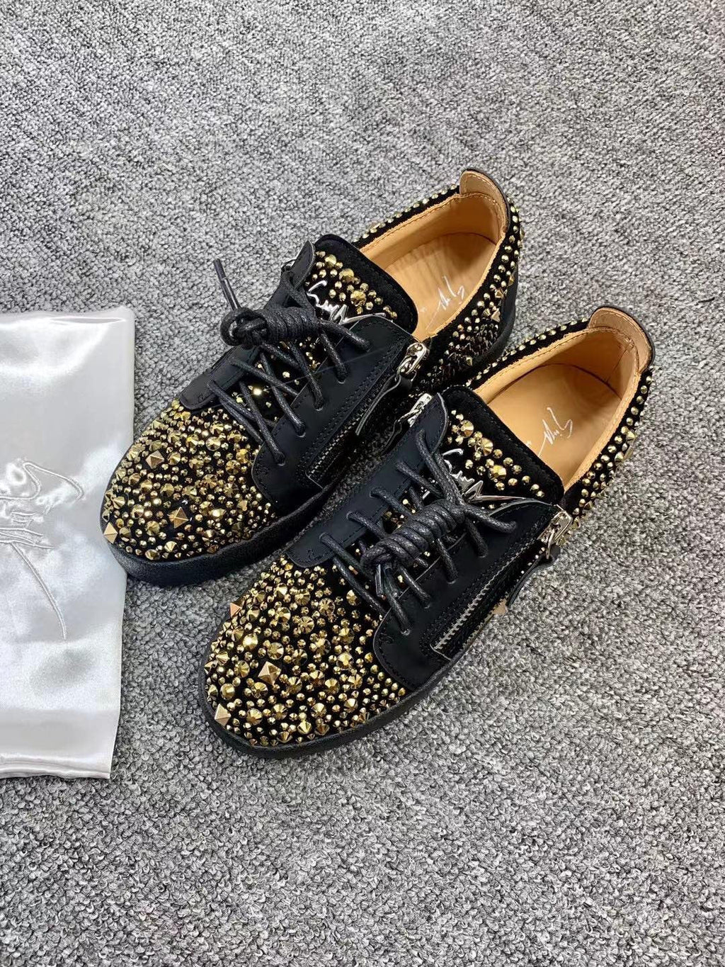 Giuseppe Zanotti Black Gold Stud Sneakers