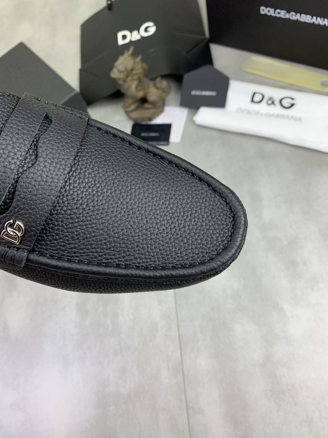 Dolce & Gabbana Dark Navy Apron-Toe Loafers