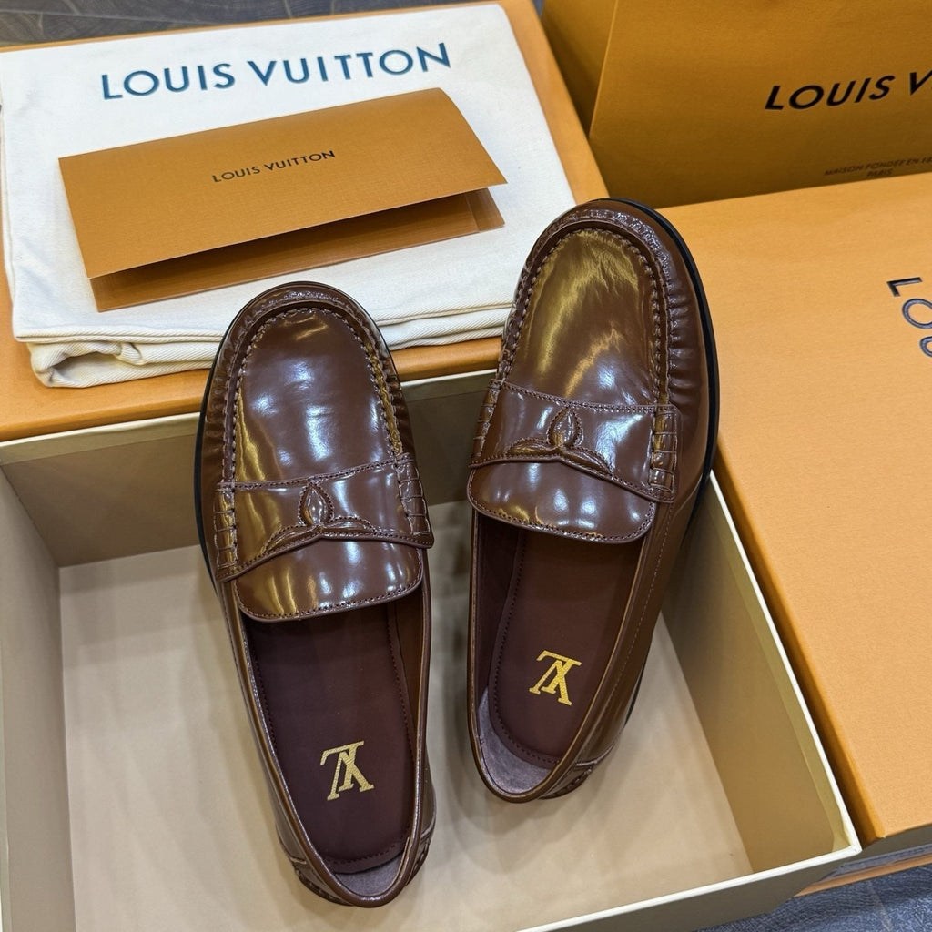 Louis Vuitton Men's Brown Penny Loafers - Leather Lining