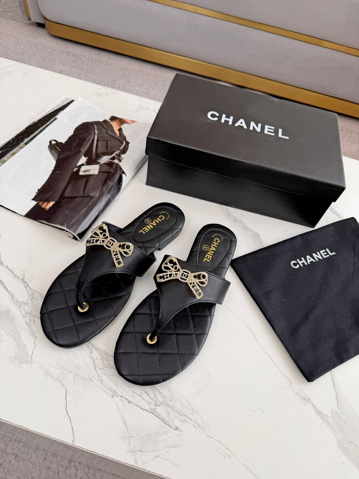 Quilted Bow Sandals