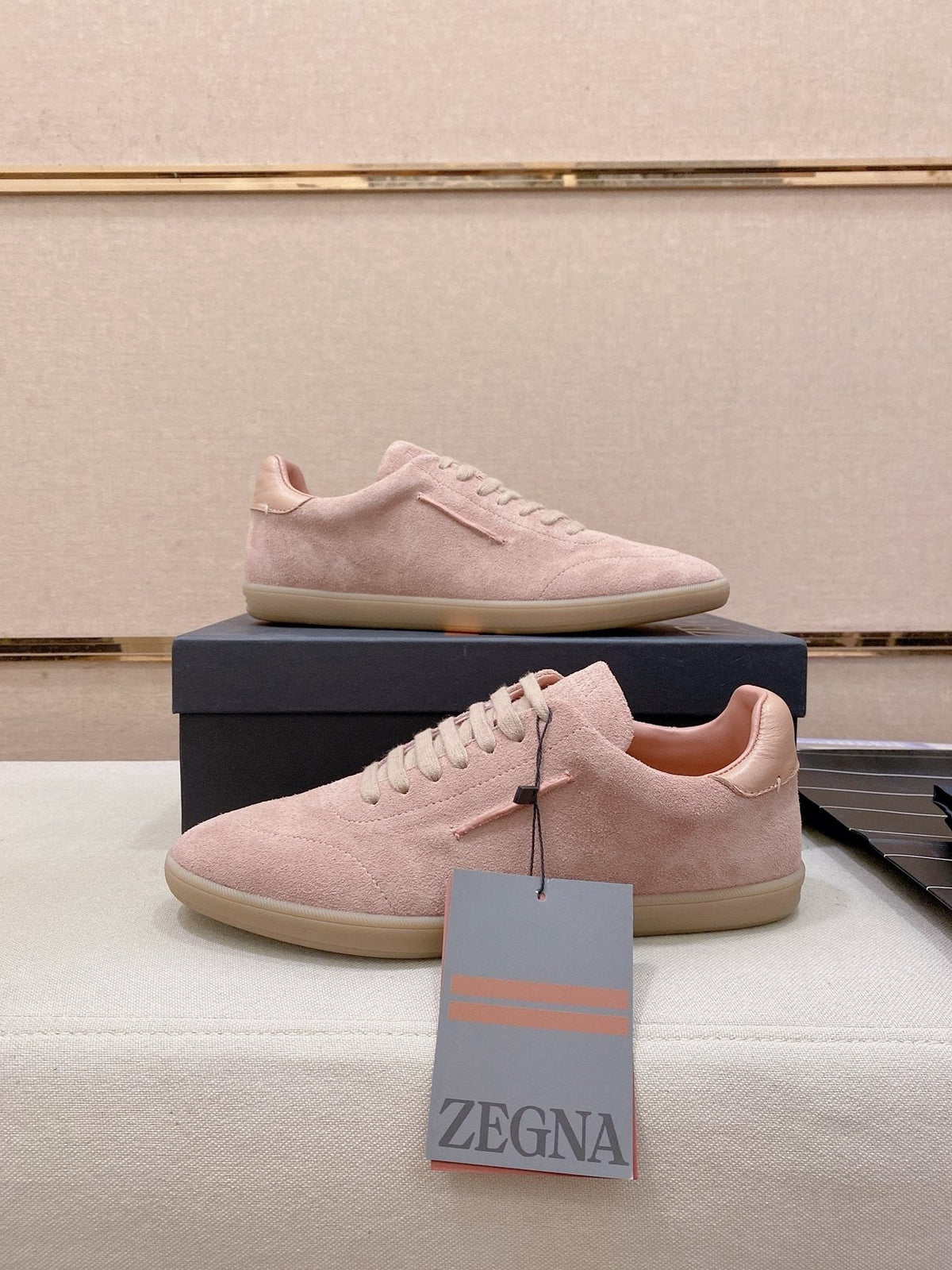 Zegna Men's Suede Low-Top Sneakers - Padded Collar
