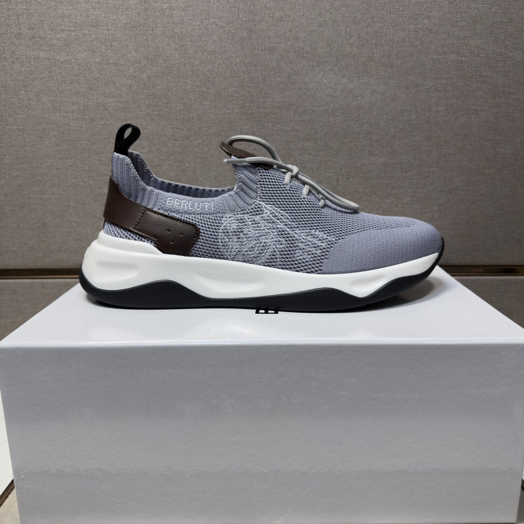 Berluti Mesh-Panel Sculpted-Sole Sneakers