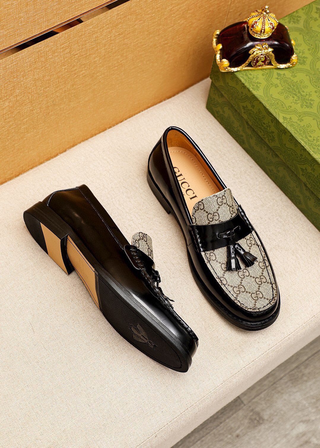 Gucci Tassel Monogram Loafers