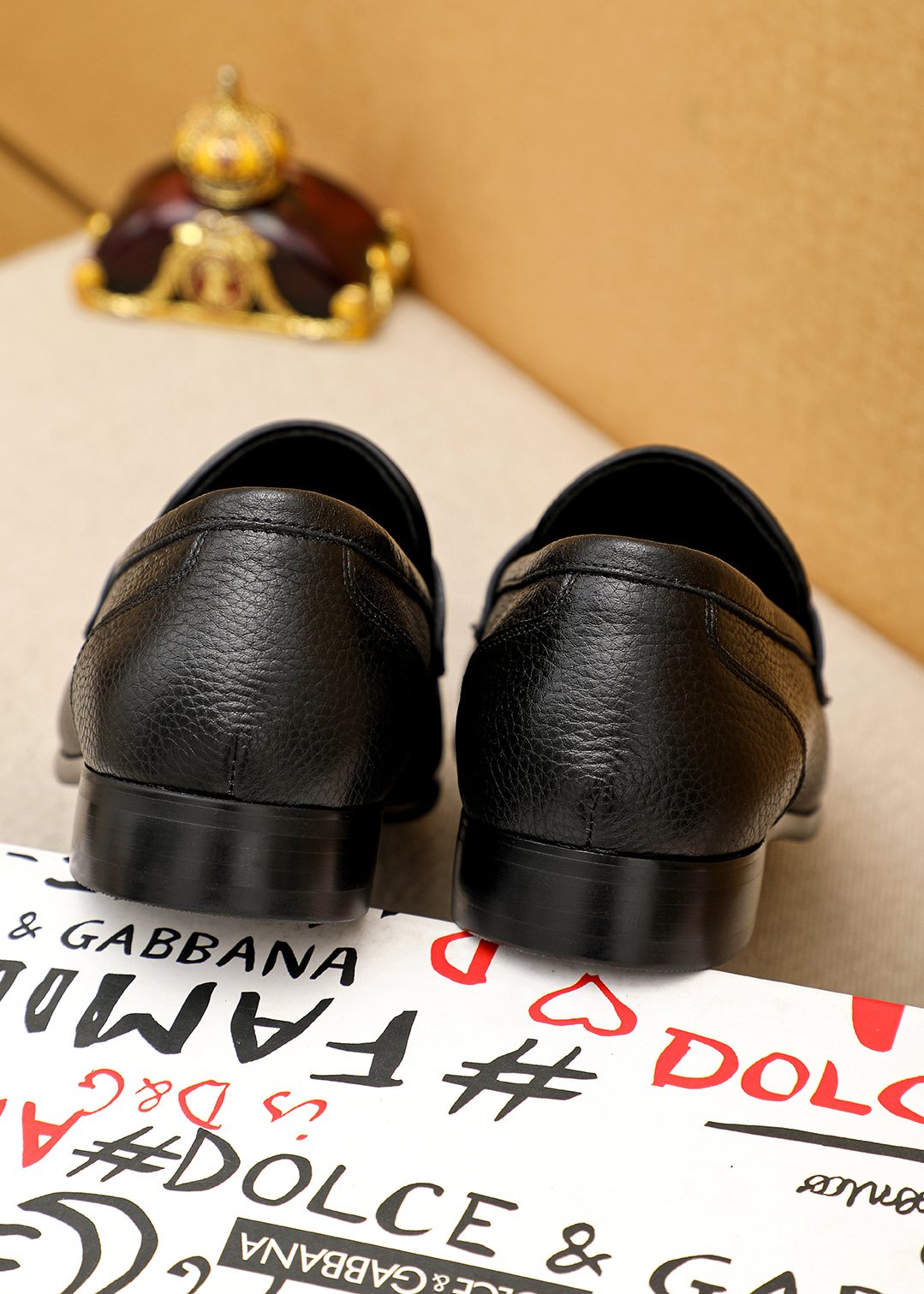 Dolce & Gabbana Text Panel Slip-On Loafers