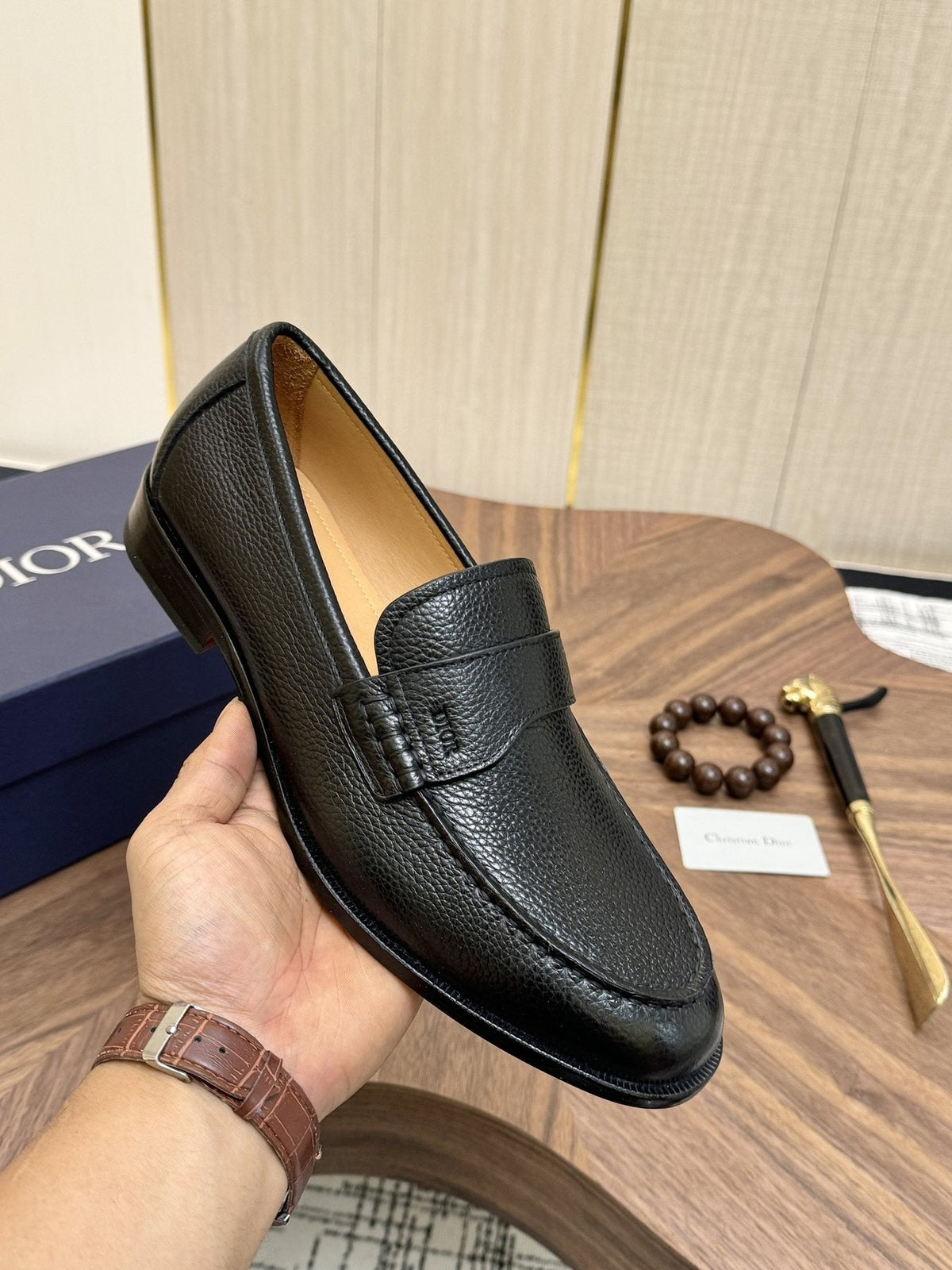Dior Leather Moc-Toe Loafers - Stacked Heel