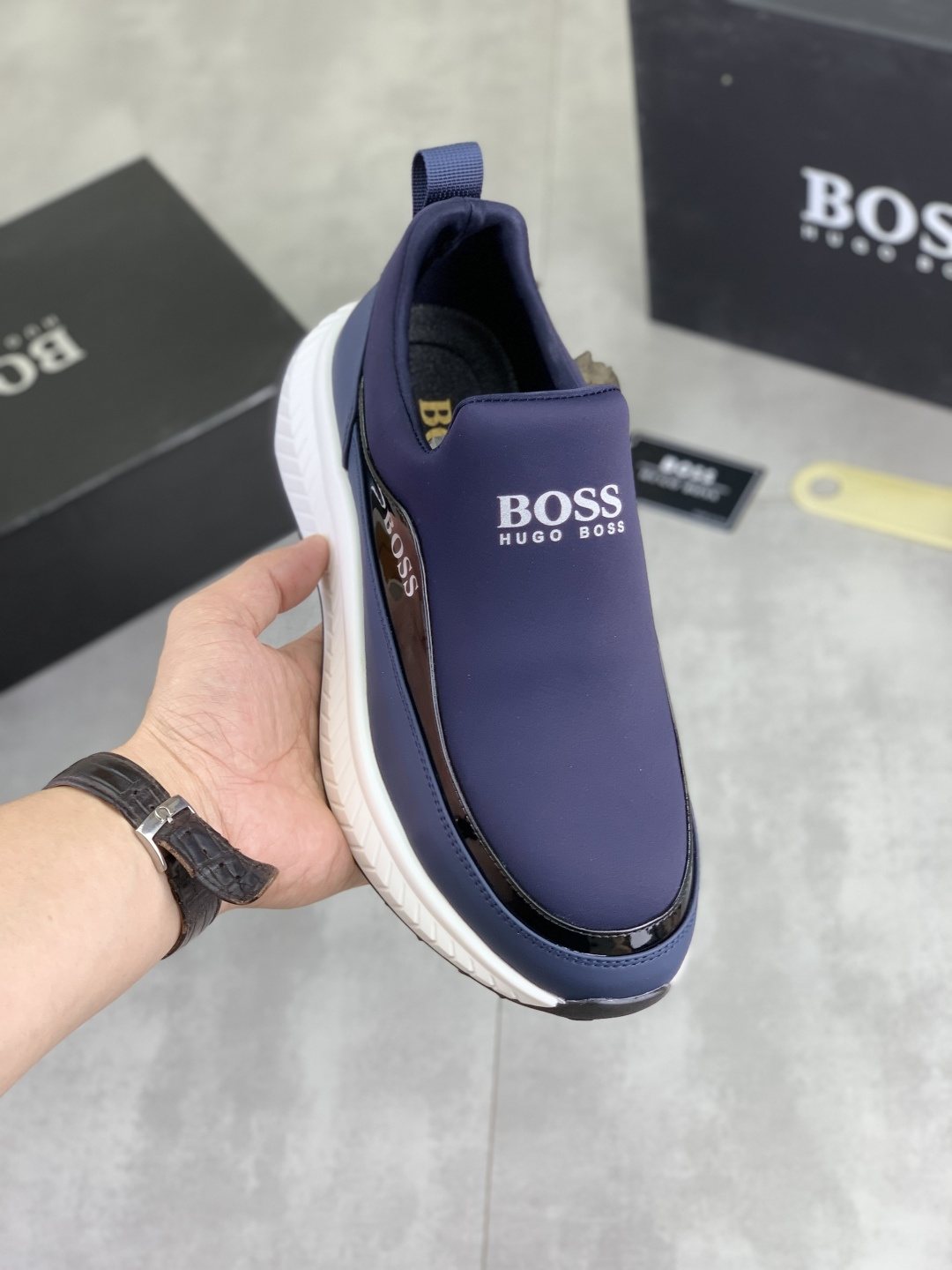 BOSS Low-Top Slip-On Sneakers