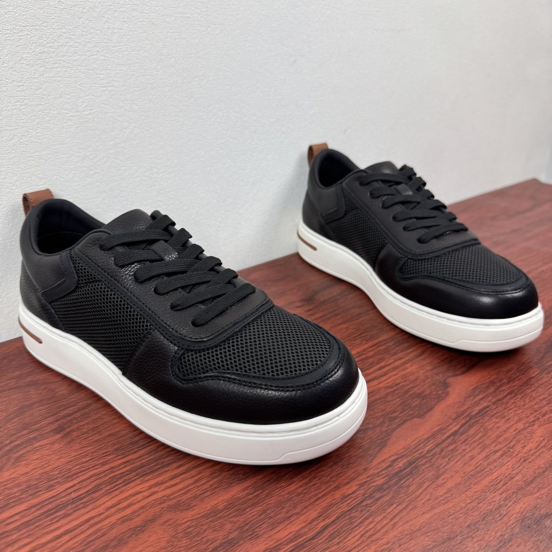 Loro Piana Men's Textured Leather Mesh Low-Top Sneakers