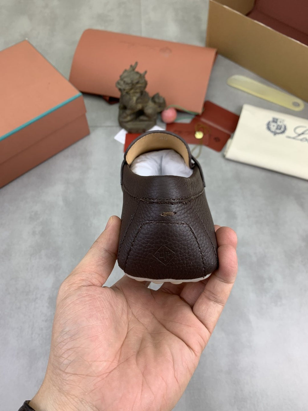 Loro Piana Dark Brown Metal-Bit Loafers