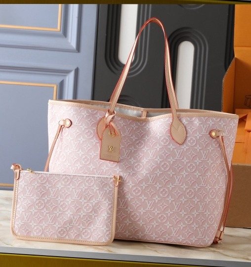 Louis Vuitton Neverfull MM Blue-Gray Tote Bag